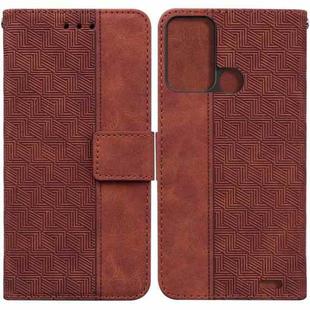 For ZTE Blade A52 Geometric Embossed Leather Phone Case(Brown)
