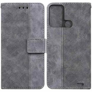 For ZTE Blade A52 Geometric Embossed Leather Phone Case(Grey)