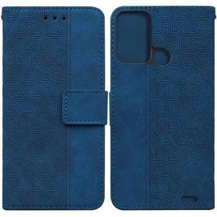 For ZTE Blade A52 Geometric Embossed Leather Phone Case(Blue)