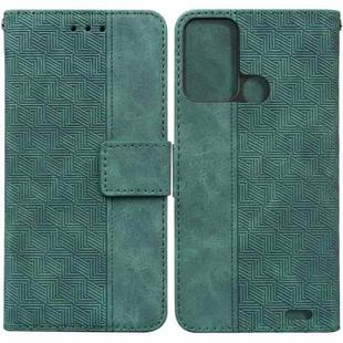 For ZTE Blade A52 Geometric Embossed Leather Phone Case(Green)