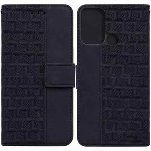 For ZTE Blade A52 Geometric Embossed Leather Phone Case(Black)