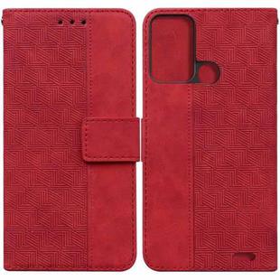 For ZTE Blade A52 Geometric Embossed Leather Phone Case(Red)