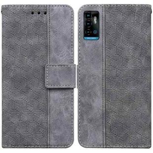 For ZTE Blade A72 / V40 Vita Geometric Embossed Leather Phone Case(Grey)