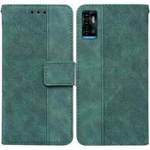 For ZTE Blade A72 / V40 Vita Geometric Embossed Leather Phone Case(Green)