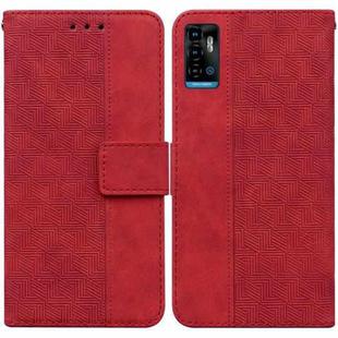 For ZTE Blade A72 / V40 Vita Geometric Embossed Leather Phone Case(Red)