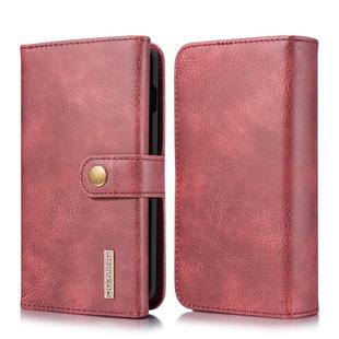 For Galaxy S10 Plus DG.MING Triple Fold Crazy Horse Texture Magnetic Horizontal Flip Leather Case with Holder & Card Slots & Wallet(Red)