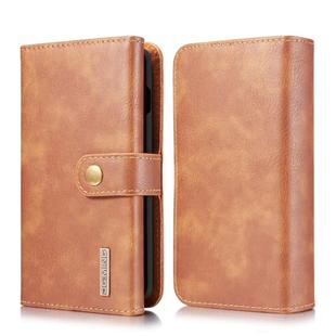 For Galaxy S10 DG.MING Triple Fold Crazy Horse Texture Magnetic Horizontal Flip Leather Case with Holder & Card Slots & Wallet(Brown)