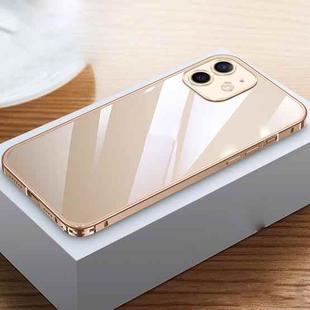 For iPhone 12 Metal Frame HD Transparent Phone Case(Gold)