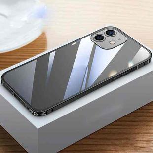 For iPhone 12 Metal Frame HD Transparent Phone Case(Black)