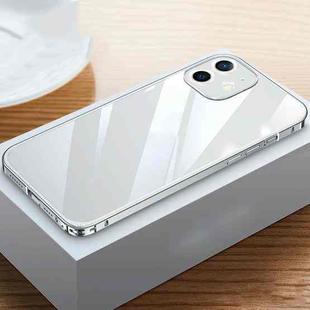 For iPhone 12 Metal Frame HD Transparent Phone Case(Silver)