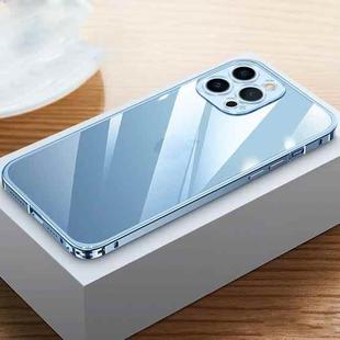 For iPhone 13 Pro Metal Frame HD Transparent Phone Case (Sierra Blue)
