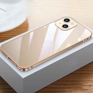 For iPhone 13 Metal Frame HD Transparent Phone Case(Gold)