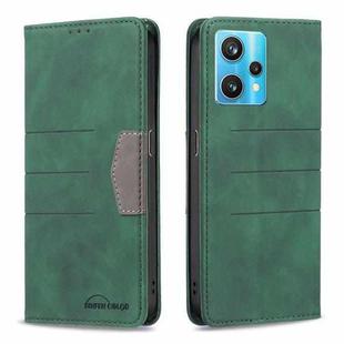 For OPPO Realme 9 Pro+ Magnetic Splicing Leather Phone Case(Green)