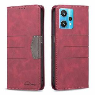 For OPPO Realme 9 Pro+ Magnetic Splicing Leather Phone Case(Red)