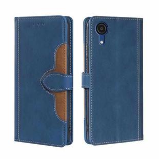 For Samsung Galaxy A03 Core Skin Feel Straw Hat Magnetic Buckle Leather Phone Case(Blue)