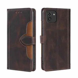 For Samsung Galaxy A03 Skin Feel Straw Hat Magnetic Buckle Leather Phone Case(Brown)