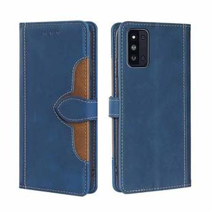 For Samsung Galaxy F52 5G Skin Feel Straw Hat Magnetic Buckle Leather Phone Case(Blue)