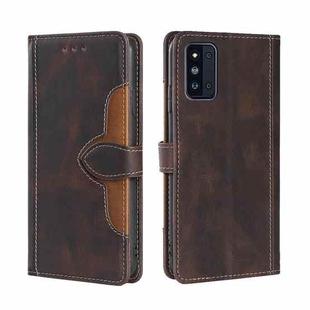 For Samsung Galaxy F52 5G Skin Feel Straw Hat Magnetic Buckle Leather Phone Case(Brown)