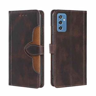 For Samsung Galaxy M52 5G Skin Feel Straw Hat Magnetic Buckle Leather Phone Case(Brown)