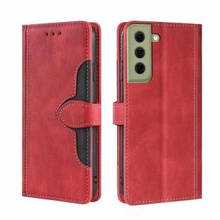 For Samsung Galaxy S21 FE Skin Feel Straw Hat Magnetic Buckle Leather Phone Case(Red)