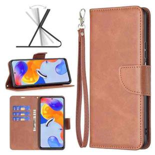 For Xiaomi Redmi Note 11 Pro International Version Lambskin Texture Pure Color Horizontal Flip Leather Phone Case(Brown)