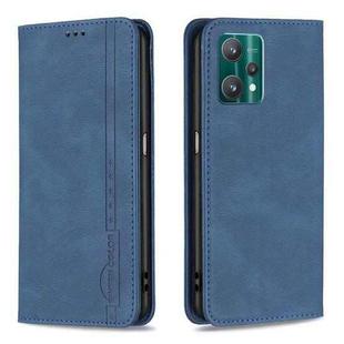 For OPPO Realme 9 Pro Magnetic RFID Blocking Anti-Theft Leather Case with Holder & Card Slots & Wallet(Blue)