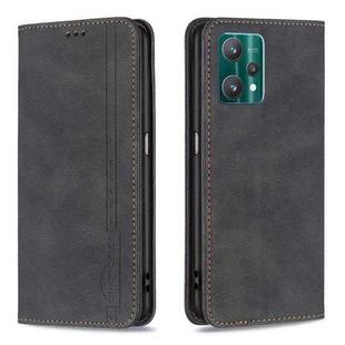 For OPPO Realme 9 Pro Magnetic RFID Blocking Anti-Theft Leather Case with Holder & Card Slots & Wallet(Black)