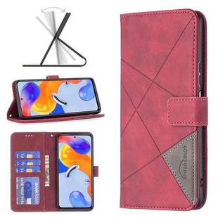 For Xiaomi Redmi Note 11 Pro International Version Rhombus Texture Magnetic Buckle Horizontal Flip Leather Phone Case(Red)