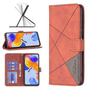 For Xiaomi Redmi Note 11 Pro International Version Rhombus Texture Magnetic Buckle Horizontal Flip Leather Phone Case(Brown)