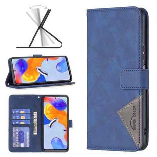 For Xiaomi Redmi Note 11 Pro International Version Rhombus Texture Magnetic Buckle Horizontal Flip Leather Phone Case(Blue)