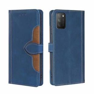 For Xiaomi Poco M3 Skin Feel Straw Hat Magnetic Buckle Leather Phone Case(Blue)