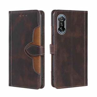 For Xiaomi Redmi K40 Gaming Skin Feel Straw Hat Magnetic Buckle Leather Phone Case(Brown)