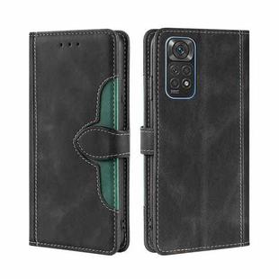For Xiaomi Redmi Note 11 4G / Note 11S Skin Feel Straw Hat Magnetic Buckle Leather Phone Case(Black)