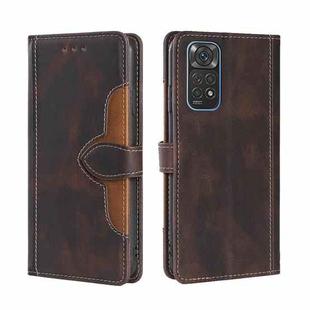 For Xiaomi Redmi Note 11 4G / Note 11S Skin Feel Straw Hat Magnetic Buckle Leather Phone Case(Brown)