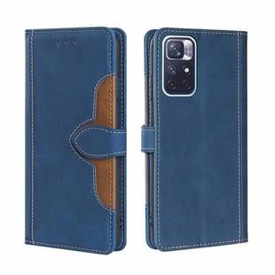 For Xiaomi Redmi Note 11 5G Skin Feel Straw Hat Magnetic Buckle Leather Phone Case(Blue)