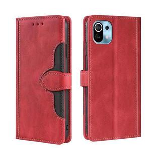 For Xiaomi Mi 11 Skin Feel Straw Hat Magnetic Buckle Leather Phone Case(Red)