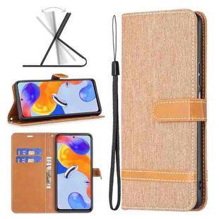 For Xiaomi Redmi Note 11 Pro International Version Color Matching Denim Texture Leather Phone Case(Brown)