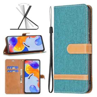 For Xiaomi Redmi Note 11 Pro International Version Color Matching Denim Texture Leather Phone Case(Green)