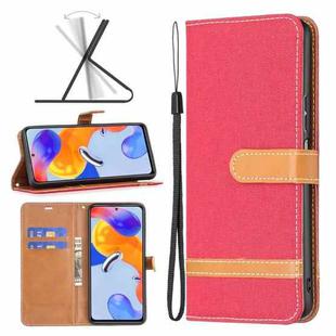 For Xiaomi Redmi Note 11 Pro International Version Color Matching Denim Texture Leather Phone Case(Red)