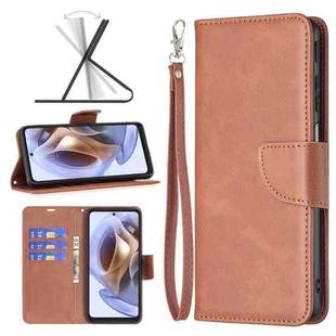 For Motorola Moto G31 / G41 Side Fingerprint Retro Lambskin Texture Leather Phone Case(Brown)