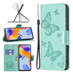 For Xiaomi Redmi Note 11 Pro International Version Two Butterflies Embossing Leather Phone Case(Green)