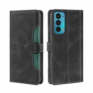 For Motorola Edge 20 Skin Feel Straw Hat Magnetic Buckle Leather Phone Case(Black)