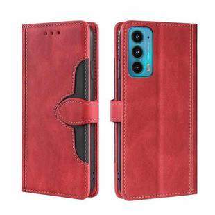 For Motorola Edge 20 Skin Feel Straw Hat Magnetic Buckle Leather Phone Case(Red)