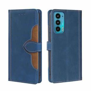 For Motorola Edge 20 Skin Feel Straw Hat Magnetic Buckle Leather Phone Case(Blue)