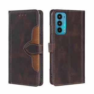 For Motorola Edge 20 Skin Feel Straw Hat Magnetic Buckle Leather Phone Case(Brown)