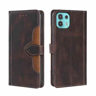 For Motorola Edge 20 Lite Skin Feel Straw Hat Magnetic Buckle Leather Phone Case(Brown)