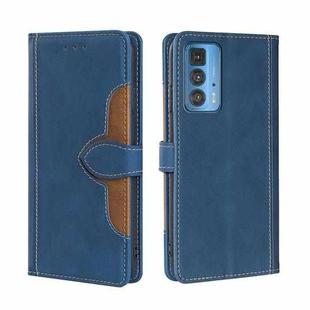 For Motorola Edge 20 Pro / S Pro Skin Feel Straw Hat Magnetic Buckle Leather Phone Case(Blue)