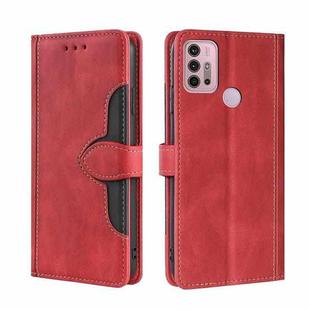 For Motorola Moto G30 Skin Feel Straw Hat Magnetic Buckle Leather Phone Case(Red)