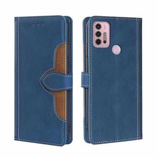 For Motorola Moto G30 Skin Feel Straw Hat Magnetic Buckle Leather Phone Case(Blue)