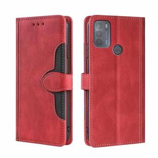 For Motorola Moto G50 Skin Feel Straw Hat Magnetic Buckle Leather Phone Case(Red)